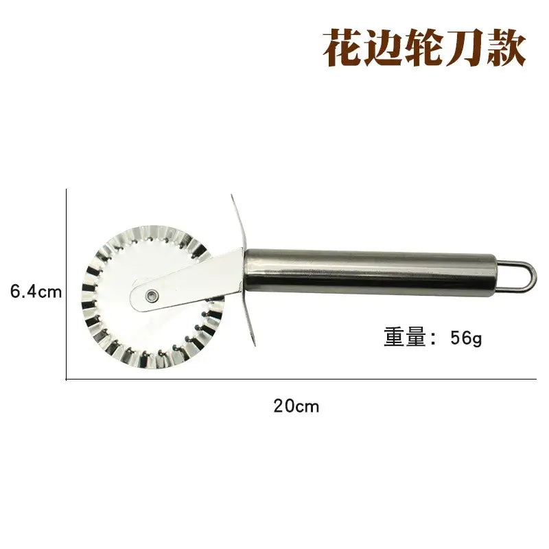 Pizza Cutter Wheel – Mess-Free Slices + Stainless Steel Construction stainless steel fluted wheel cutter 20cm 6.4cm