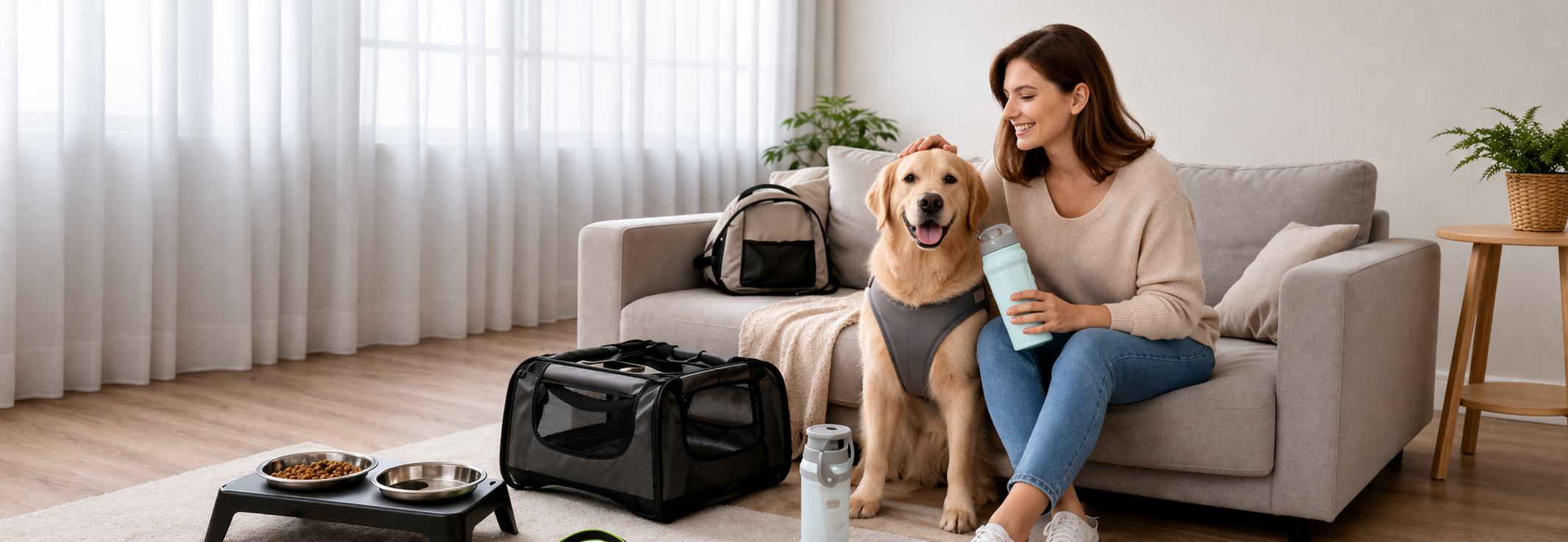Pet with owner in living room