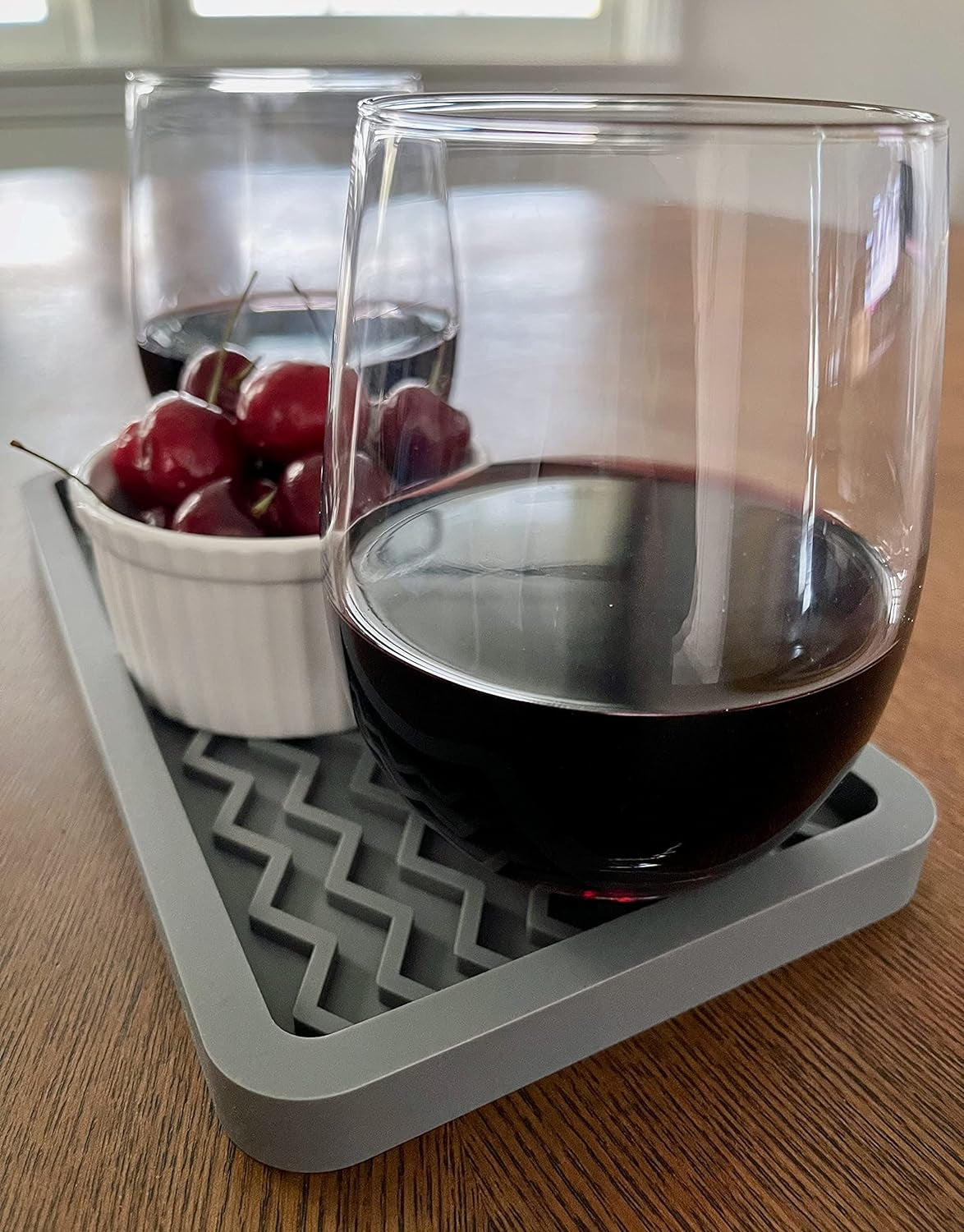 Happitasa Silicone Kitchen Sink Organizer Tray and Sponge Holder | Zigzag Style (COOL GREY, 10" X 5.25")