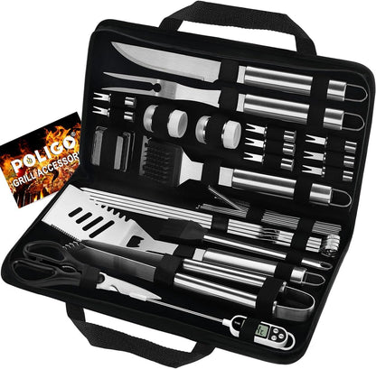 29 PCS BBQ Grill Accessories Stainless Steel BBQ Tools Grilling Tools Set with Storage Bag for Christmas Birthday Presents - Camping Grill Utensils Set Ideal Grilling Gifts for Men Dad Women
