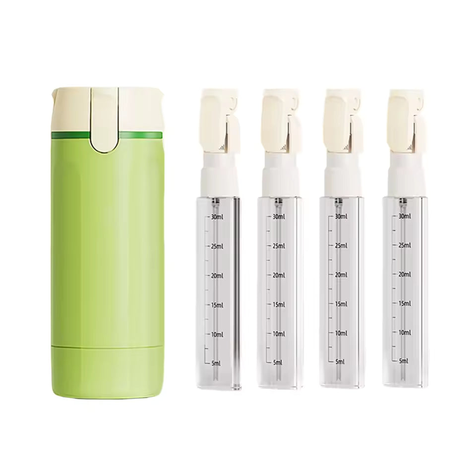 4 In 1 Travel Refillable Leak Proof Bottle Set 30ml – compact leakproof 4×30ml bottles with pump and travel case