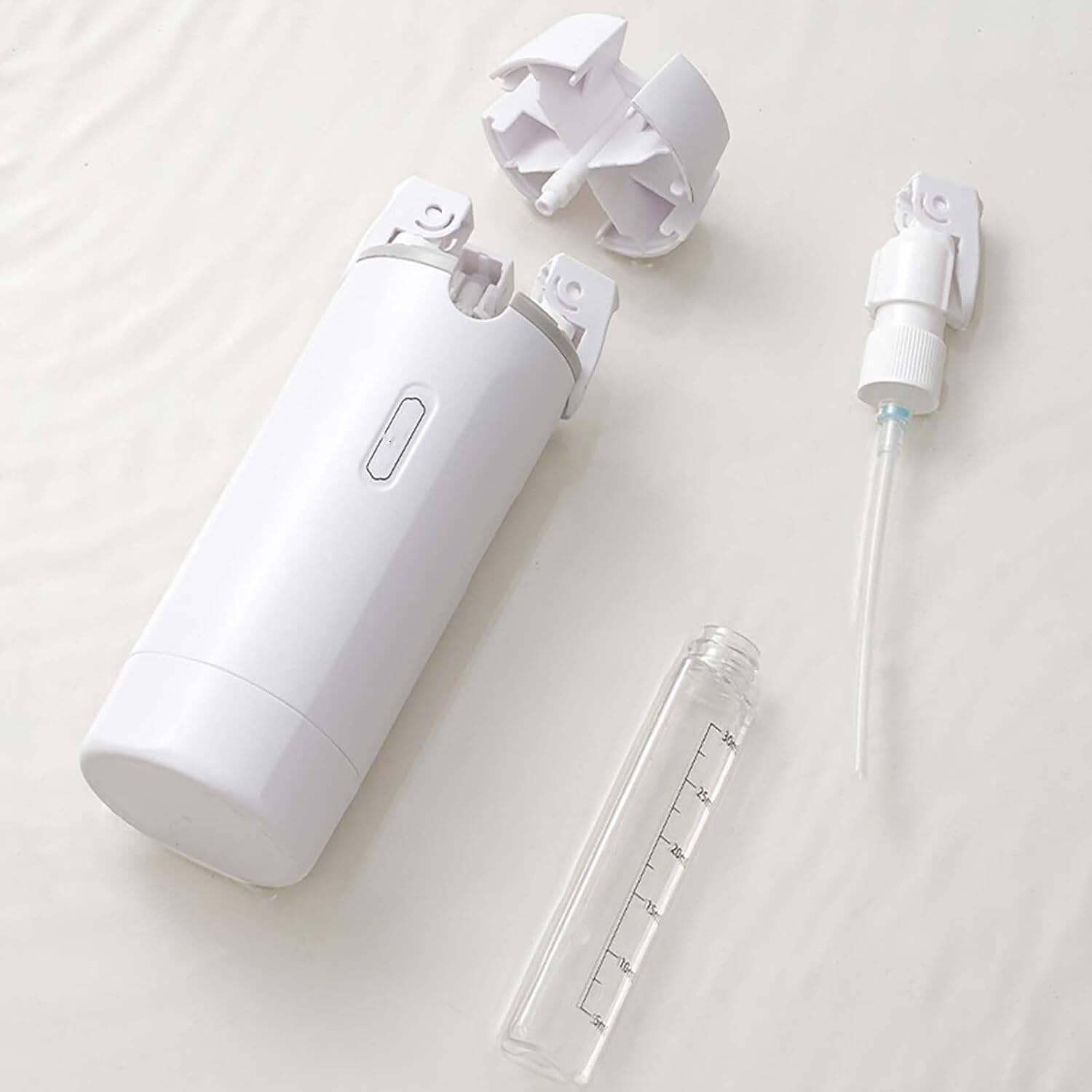 4 In 1 Travel Refillable Leak Proof Bottle Set 30ml white compact refillable bottles with pump and clear 30ml vial