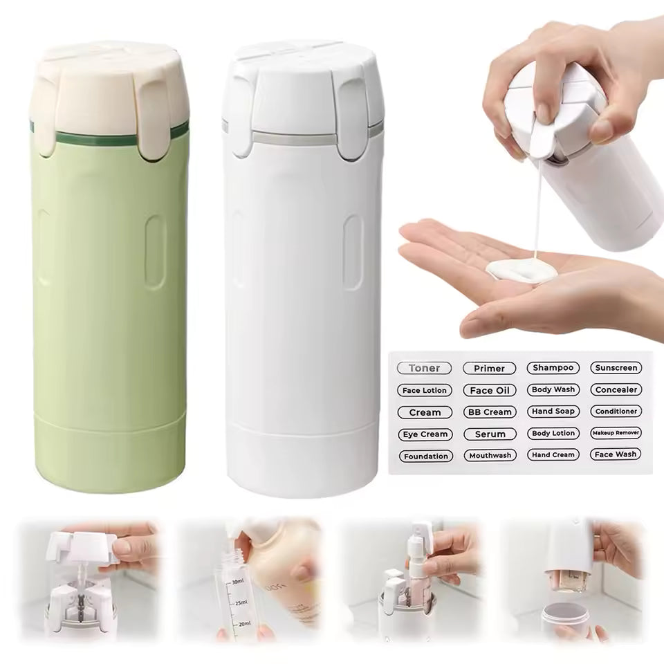 4 In 1 Travel Refillable Leak Proof Bottle Set 30ml compact leak‑proof 30ml pumps for shampoo lotion sunscreen travel family use