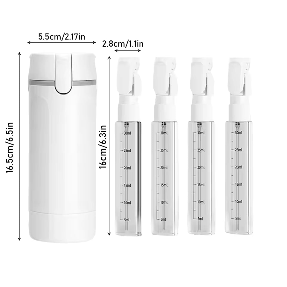 4 In 1 Travel Refillable Leak Proof Bottle Set 30ml - compact leakproof 4x30ml bottles with pump for shampoo lotion sunscreen travel
