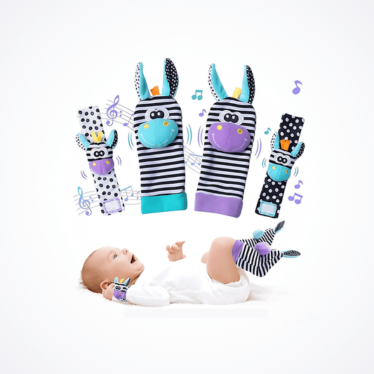 Baby Wrist & Foot Rattle Set – Boost Sensory Development (0–24 Months) plush animal wrist and foot rattles for infants
