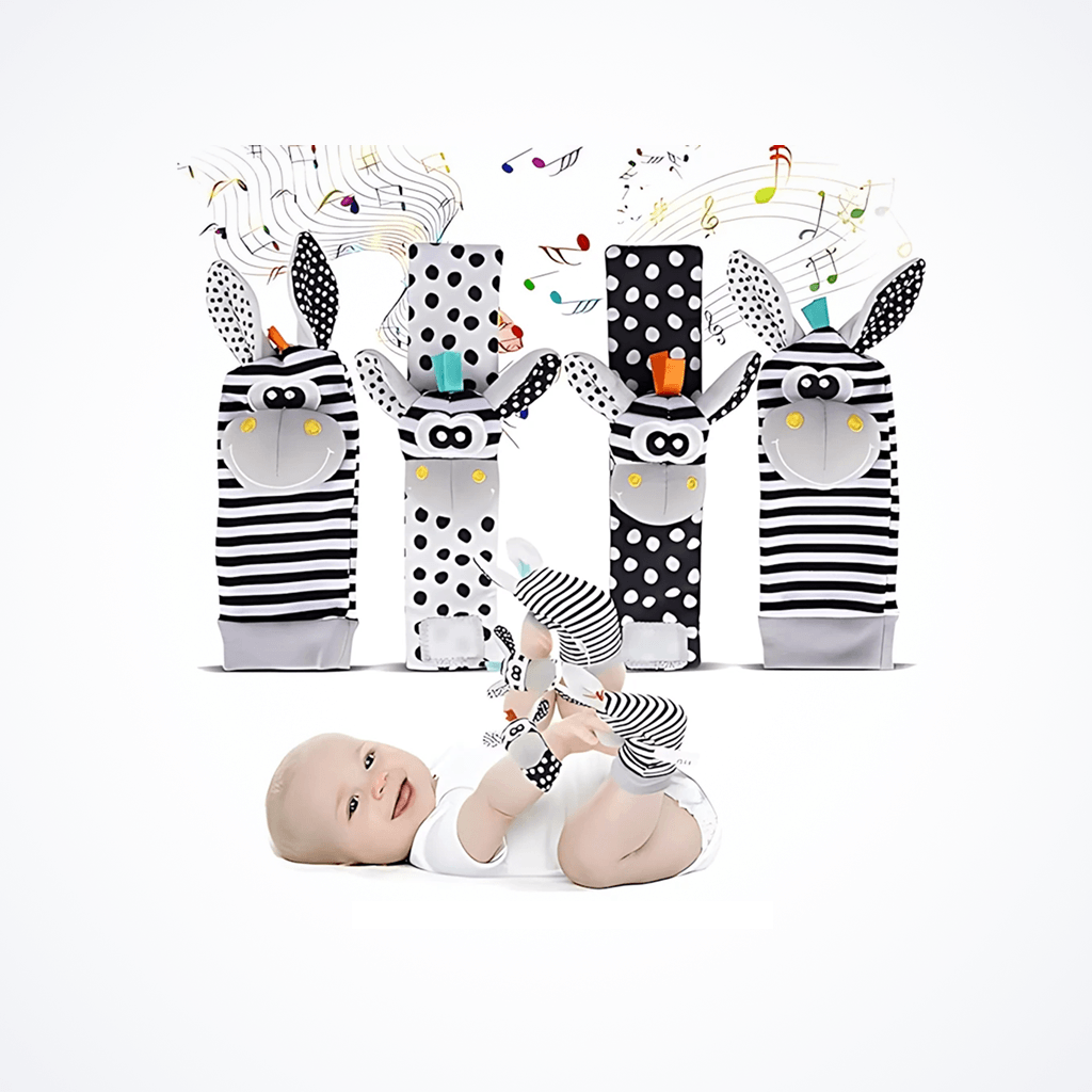 Baby Wrist & Foot Rattle Set – Boost Sensory Development (0–24 Months) plush animal wrist and foot rattles for infants