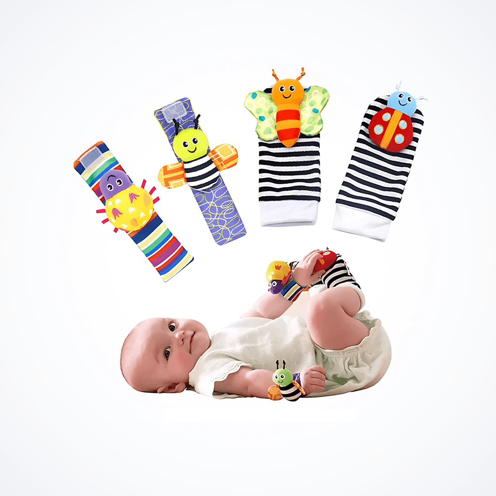 Baby Wrist & Foot Rattle Set – Boost Sensory Development (0–24 Months) plush animal wrist and foot rattles for infants