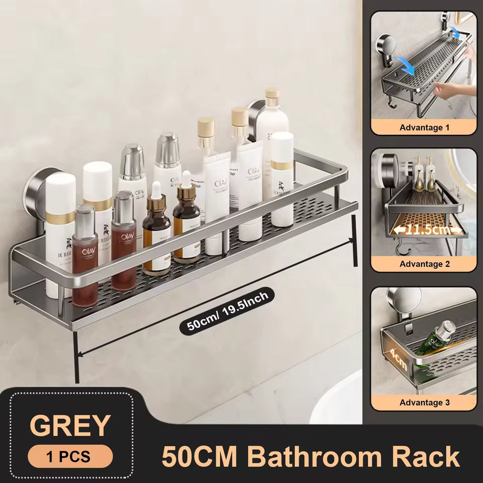 Space Aluminum Suction Cup Shower Rack – Space-Saving Accessibility + No-Punch Wall Mount by Inovia Store