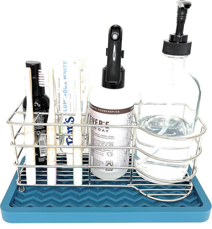 Happitasa Silicone Kitchen Sink Organizer Tray and Sponge Holder | Zigzag Style (COOL GREY, 10" X 5.25")