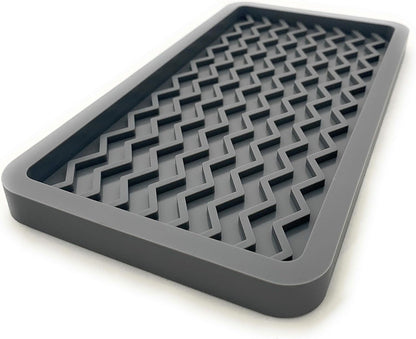 Happitasa Silicone Kitchen Sink Organizer Tray and Sponge Holder | Zigzag Style (COOL GREY, 10" X 5.25")