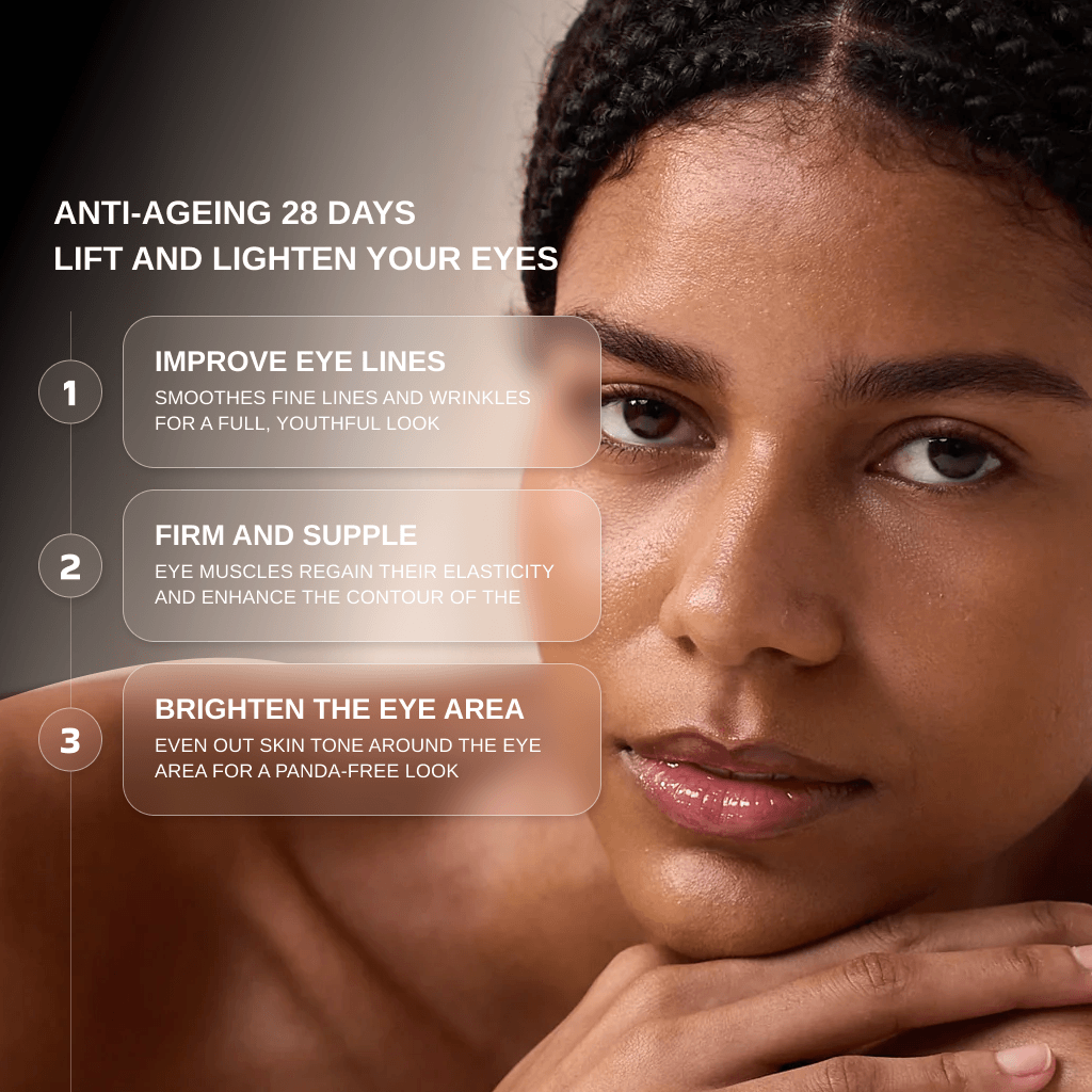 Red Light Therapy Wand for Face & Anti-Aging Device improves eye lines, firms skin, and brightens the eye area.