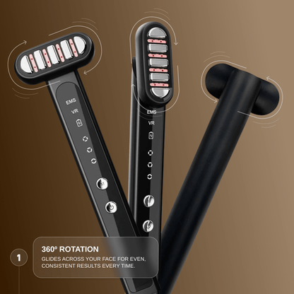 Red Light Therapy Wand for Face & Anti-Aging Device showing 360° rotation feature for effective skincare.