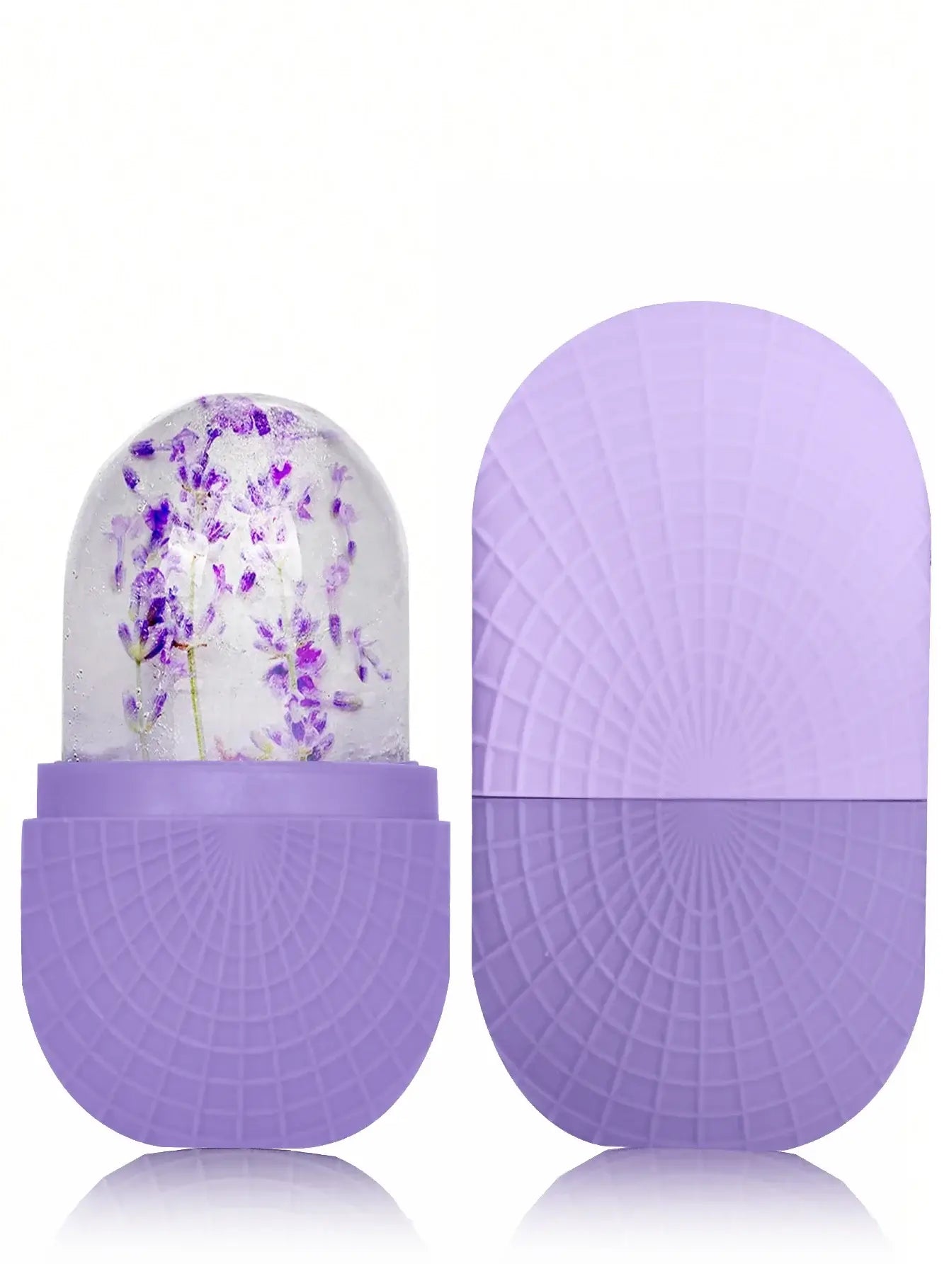 Premium Face Ice Roller For Face And Eyes – Cooling + Leak-Proof Silicone Ice Mold purple silicone ice roller with floral ice