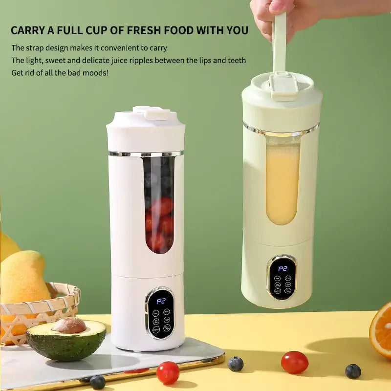 usb rechargeable juicer cup - Effortless Blending Anywhere showcasing portable design and fresh ingredients.