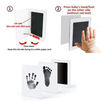 Baby Inkless Handprint Kit for Keepsakes – Mess-Free Prints + No-Touch Inkless Printing showing step-by-step no-touch baby hand and foot prints