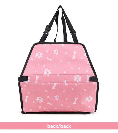 Pet Booster Seat – Safer Rides + Adjustable Seat Belt pink paw-print breathable booster seat for medium dogs and cats