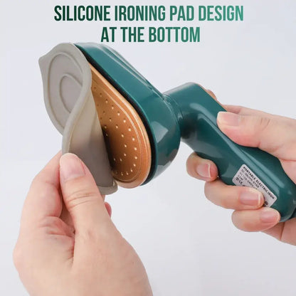Garment Steamer – Wrinkle-Free Refresh On The Go + Foldable 180 Degree Rotating Head For Travel handheld steamer with silicone ironing pad shown