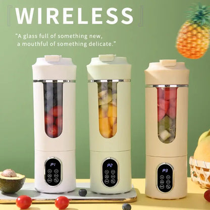 usb rechargeable juicer cup - Effortless Blending Anywhere with three portable juicer cups filled with fruit.