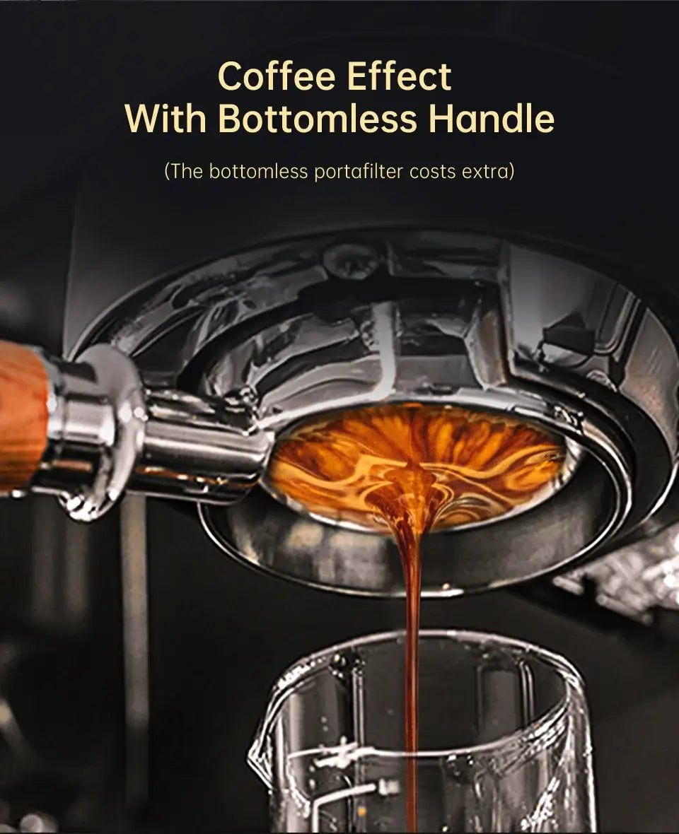Espresso Machine – Cafe-Quality Espresso With Dense Crema And Rich Body + ESE Pod Compatible - HiBREW 20 Bar pouring crema from bottomless handle