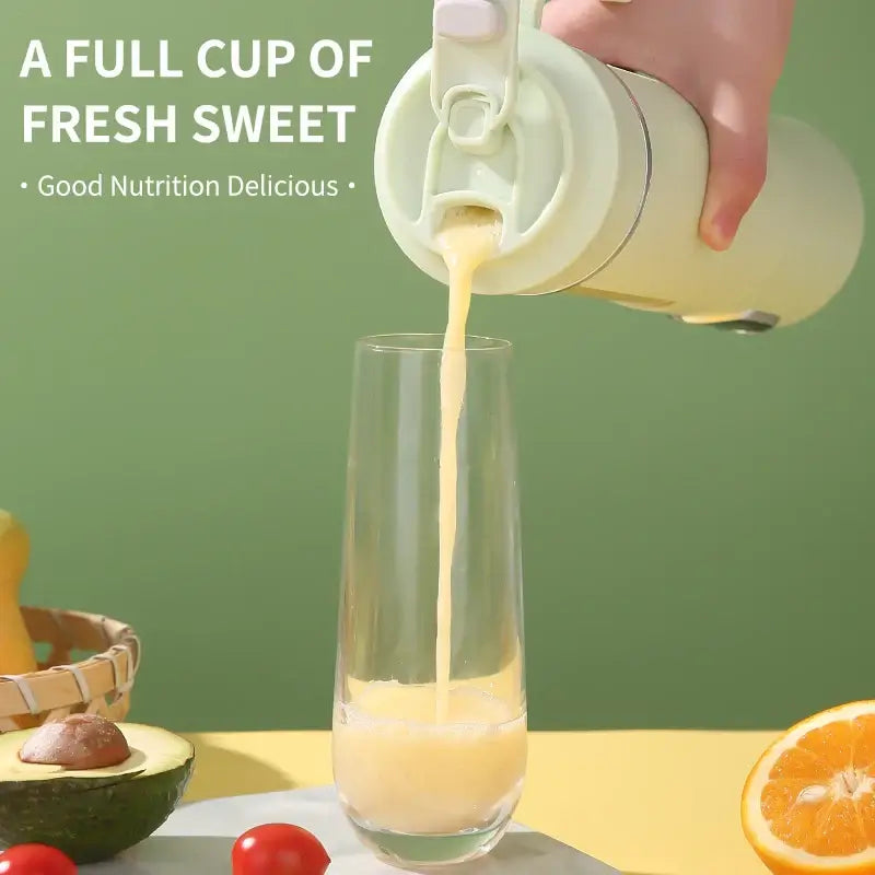 usb rechargeable juicer cup - Effortless Blending Anywhere pouring fresh juice into a glass