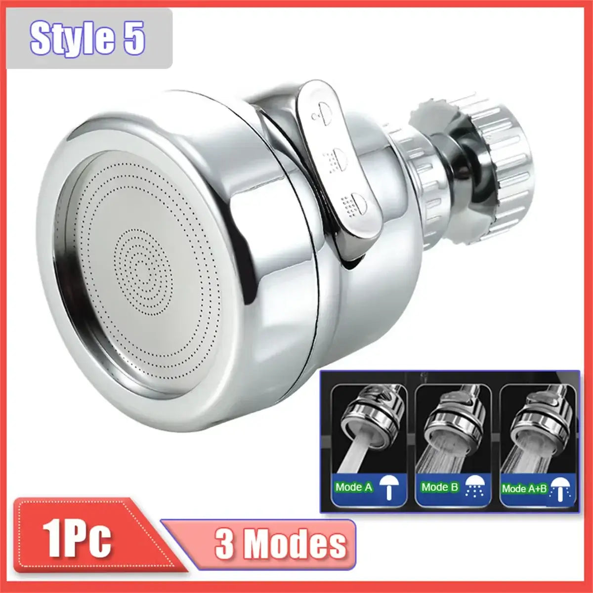 Universal Kitchen Faucet Adapter - Water-Saving Performance For Precise Cleaning + 360 Rotation, chrome 3-mode faucet extender with 360° swivel