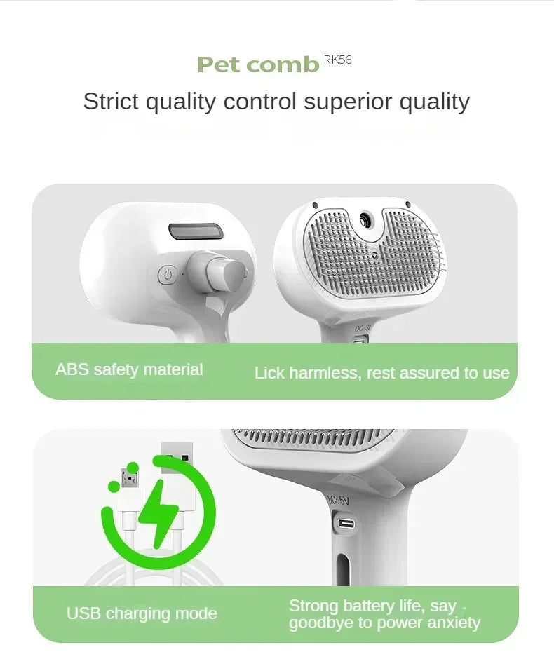 Multifunctional Pet Grooming Tool Combines Steam Spray Floating Hair Removal and Styling for Cats and Dogs All in One Device by Inovia Store
