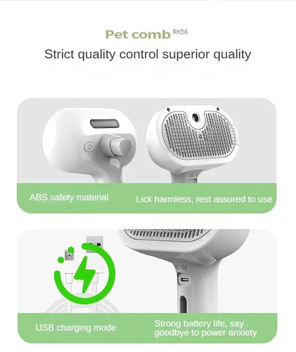 Multifunctional Pet Grooming Tool Combines Steam Spray Floating Hair Removal and Styling for Cats and Dogs All in One Device by Inovia Store