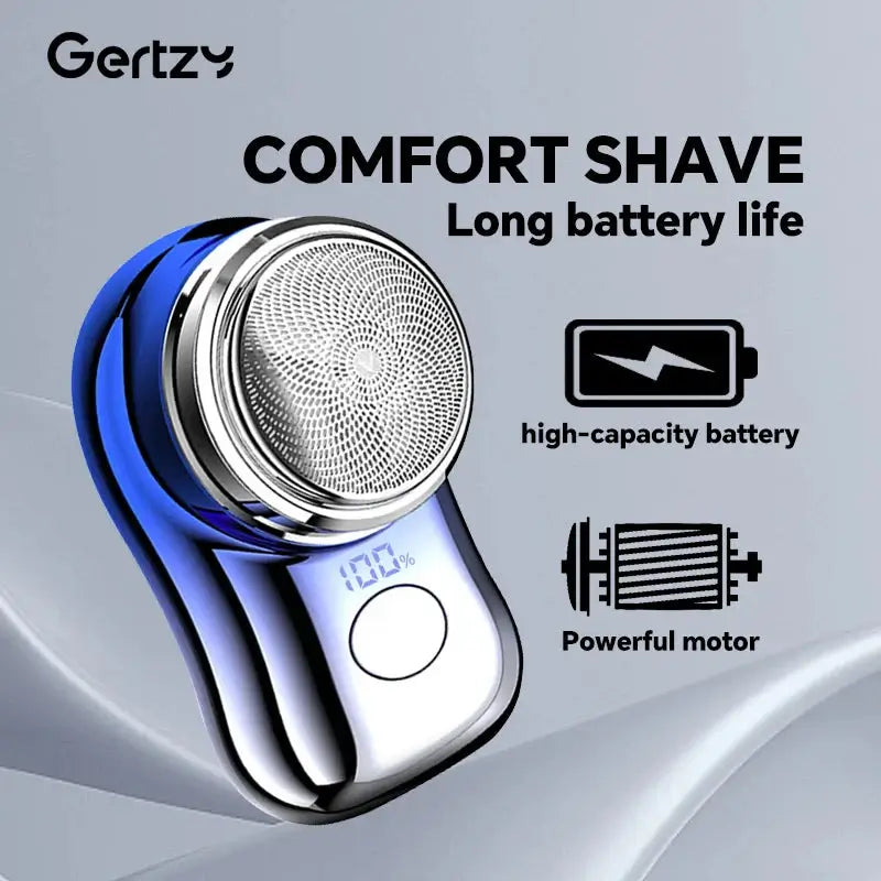 Rechargeable electric shaver for men with high-capacity battery and powerful motor for comfort shave.