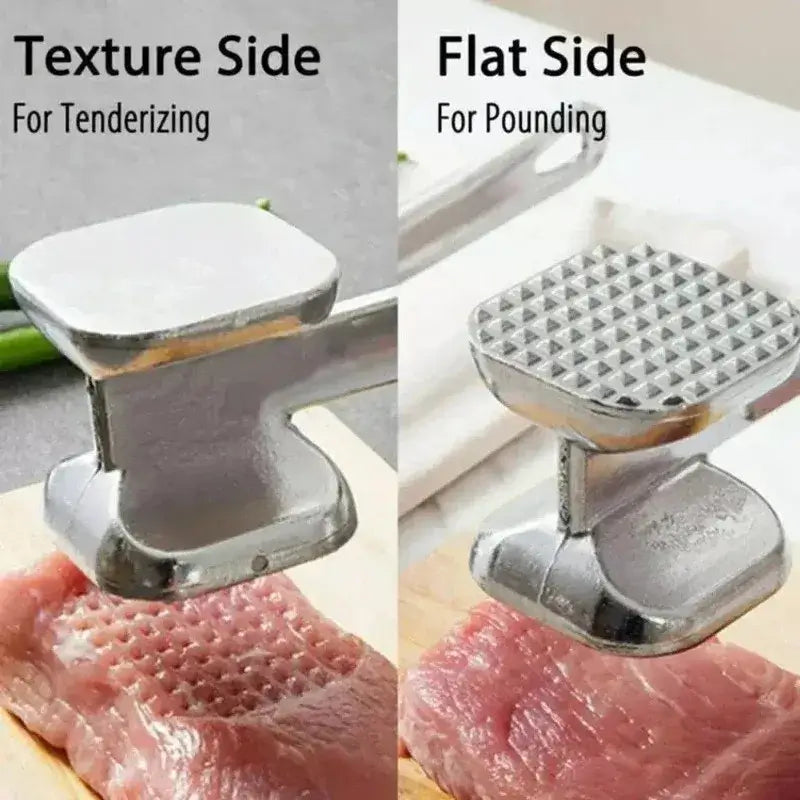 Meat Tenderizer – Evenly Tenderizes Beef, Veal, Pork + Double-Sided Aluminum Hammer for Quick Prep, aluminum double-sided textured and flat meat hammer