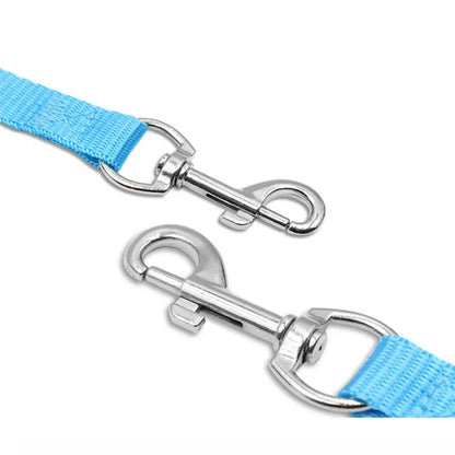 Pet Harness And Leash Set Adjustable Breathable Escape Proof Vest Reflective Collar For Dogs And Cats - blue leash metal snap hooks close-up