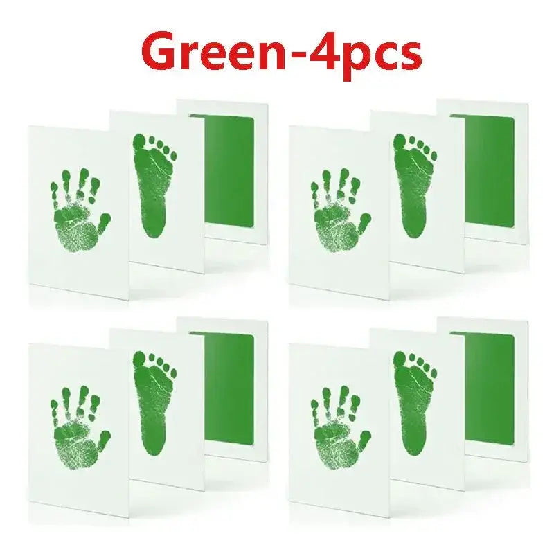 Baby Inkless Handprint Kit for Keepsakes – Mess-Free Prints + No-Touch Inkless Printing green 4pcs hand and footprint keepsakes