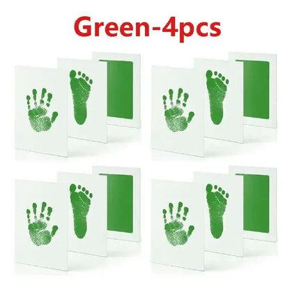 Baby Inkless Handprint Kit for Keepsakes – Mess-Free Prints + No-Touch Inkless Printing green 4pcs hand and footprint keepsakes
