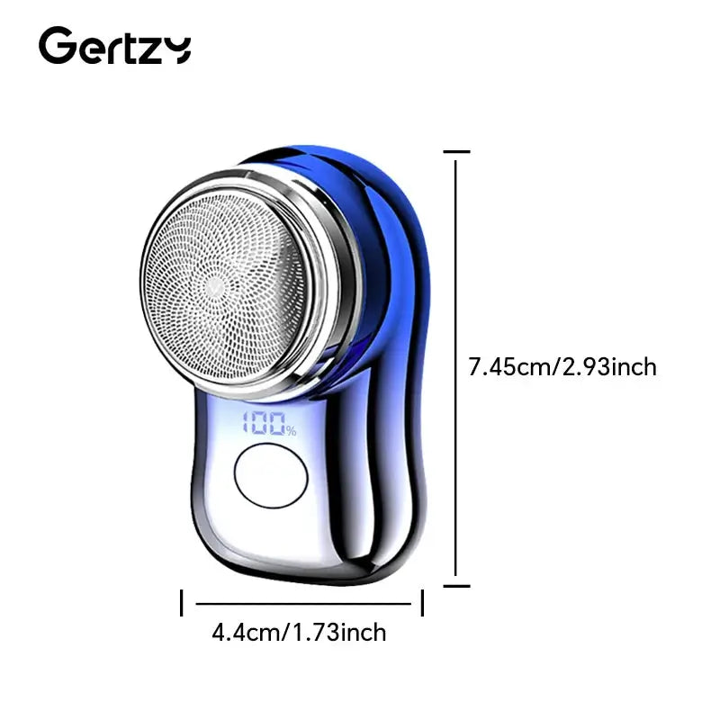 Rechargeable electric shaver for men, compact design with stainless steel blade and LED display for convenience.