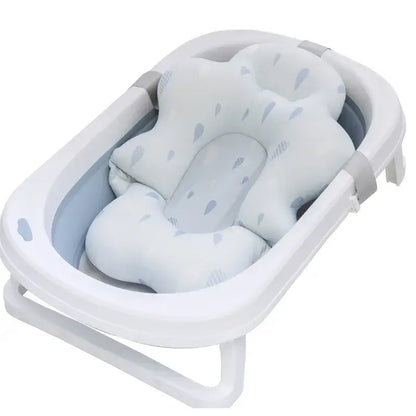 Baby Bath Mat - Secure Bath Time For Newborns + Non-Slip Pad in white newborn tub seat cushion, soft non-slip support