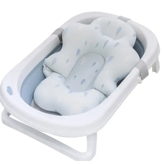 Baby Bath Mat - Secure Bath Time For Newborns + Non-Slip Pad in white newborn tub seat cushion, soft non-slip support