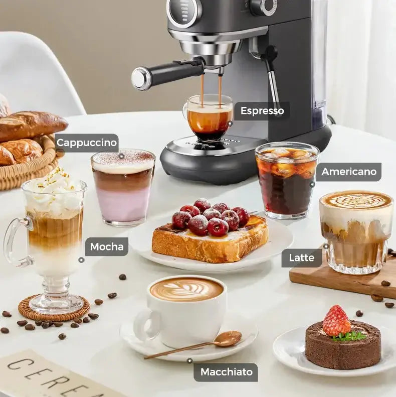 Espresso Machine – Cafe-Quality Drinks + 4-In-1 Capsule Pod NES ESE Ground Coffee stainless steel 2-cup espresso machine with latte cappuccino and americano