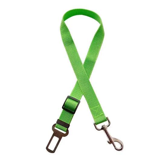 Dog Car Seat Belt Secure Travel Lever Clip Design For Universal Adjustable Fit Durable Polyester - green adjustable pet car seat belt with metal lever clip