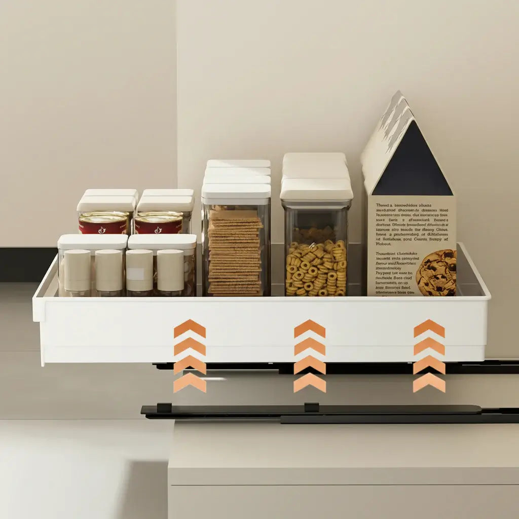 Slide Out Cabinet Organizer No Drill Magic Tray Heavy Duty Space Saver Under Sink - white slide-out under-sink storage tray