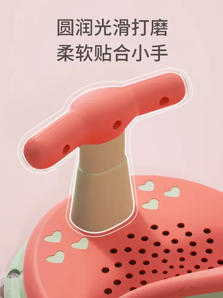 Close-up of Anti-Slip Baby Bath Seat With Suction Cup Base and Detachable Armrests featuring soft armrests and suction design.