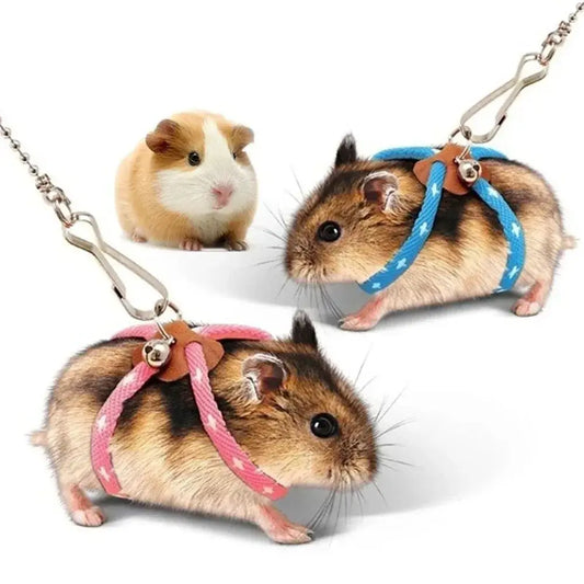 Small Animal Leash – Safe, Secure Walks + Pigskin Strap adjustable soft breakaway leash for hamsters and guinea pigs