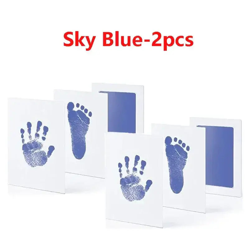 Baby Inkless Handprint Kit for Keepsakes – Mess-Free Prints + No-Touch Inkless Printing sky blue two-piece keepsake hand and foot prints