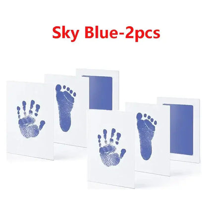 Baby Inkless Handprint Kit for Keepsakes – Mess-Free Prints + No-Touch Inkless Printing sky blue two-piece keepsake hand and foot prints