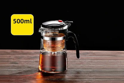 Glass Teapot 1L – Rich Aroma + One-Click Filter System clear 500ml glass teapot with built-in one-click filter for rich aroma