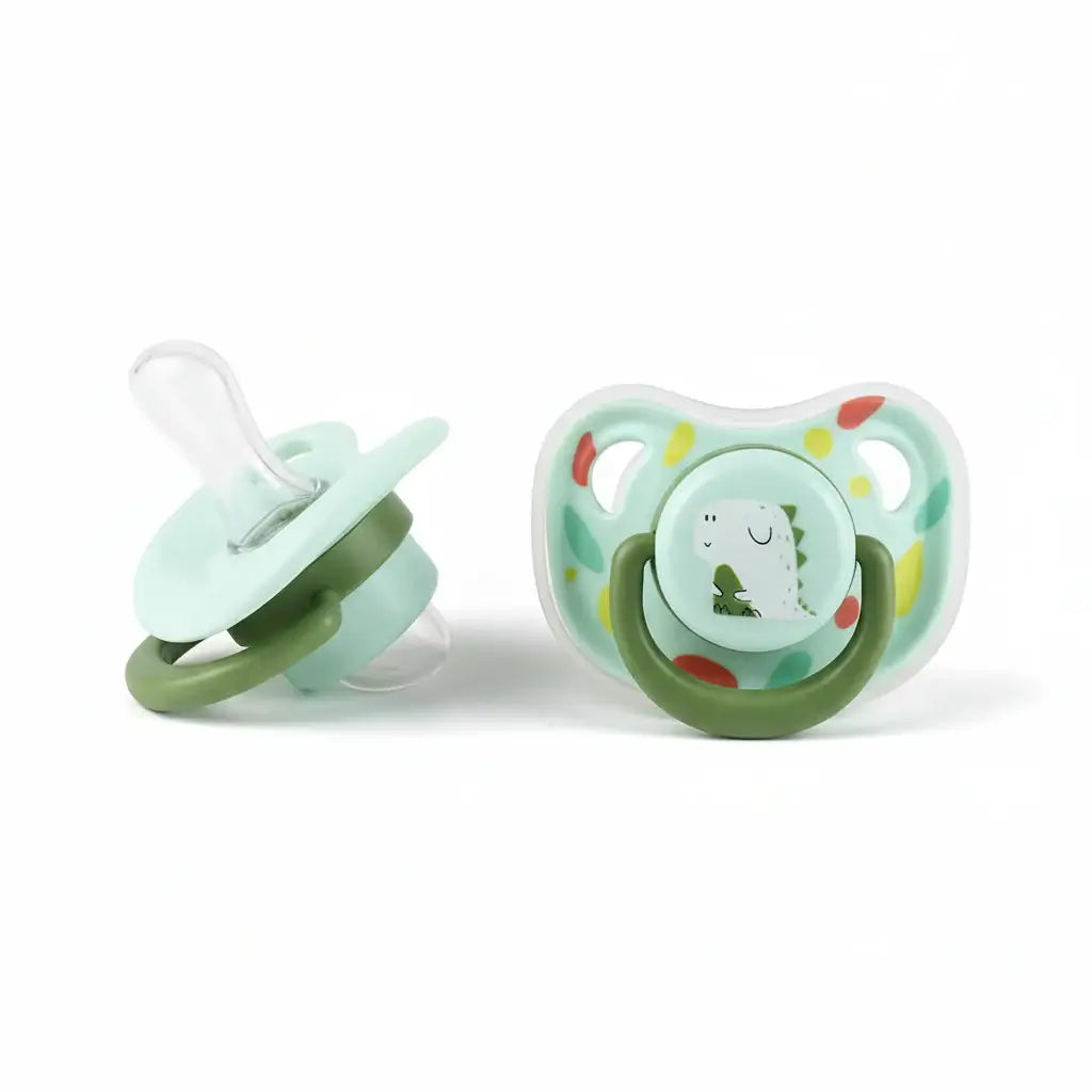 Baby Pacifier Silicone Standard Mouth BPA-Free For Newborns – Mess-Free On-The-Go + Portable Box mint green two-pack with portable case