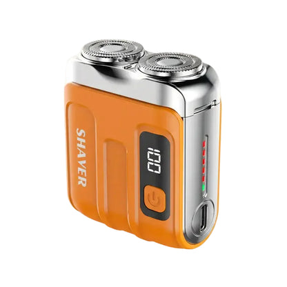 Portable Travel Electric Shaver For Men With Double Floating Magnetic Blade in compact orange design
