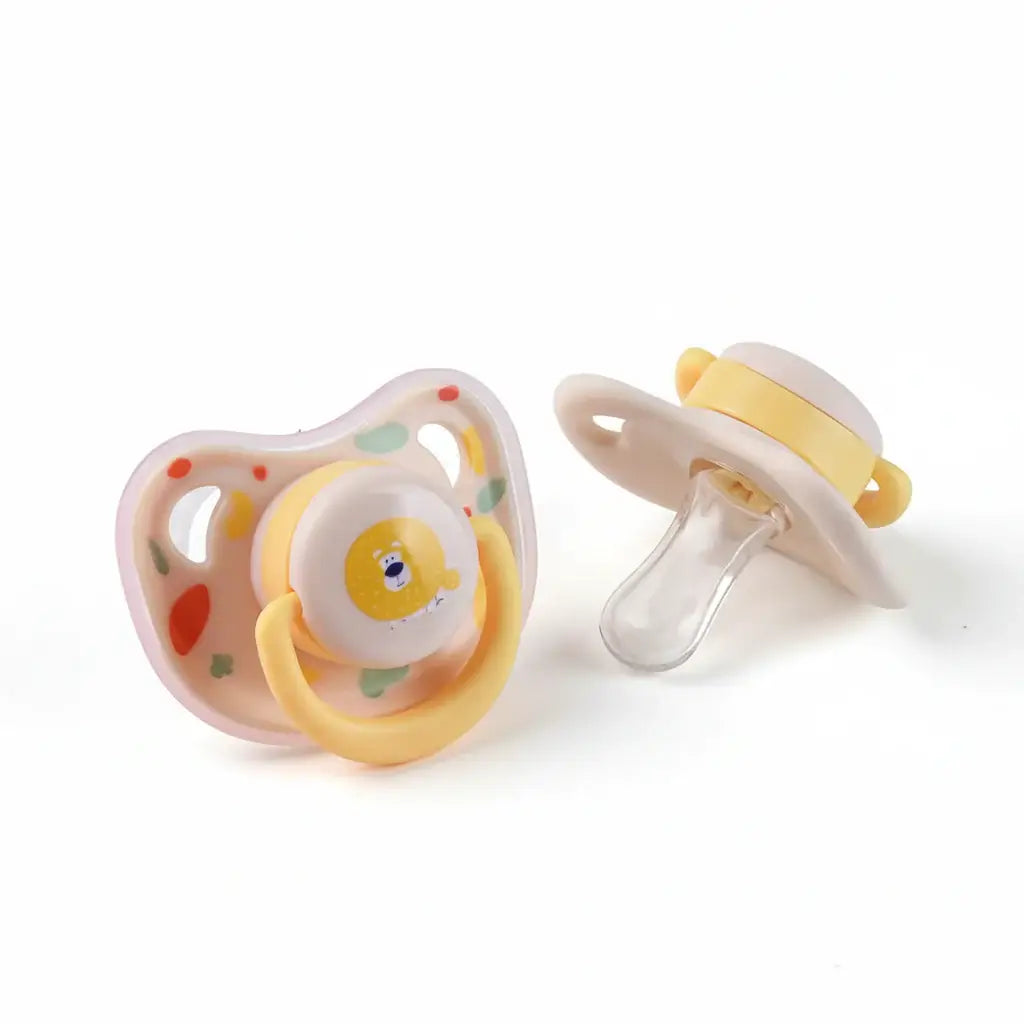 Baby Pacifier Silicone Standard Mouth BPA-Free For Newborns – Mess-Free On-The-Go + Portable Box, 2pcs yellow silicone set
