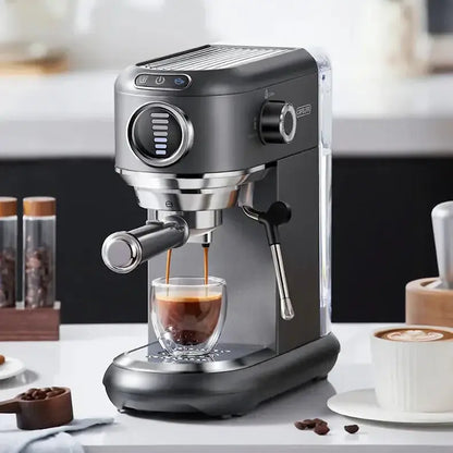 Espresso Machine – Cafe-Quality Drinks + 4-In-1 Capsule Pod NES ESE Ground Coffee stainless steel 2-cup espresso machine with steam wand