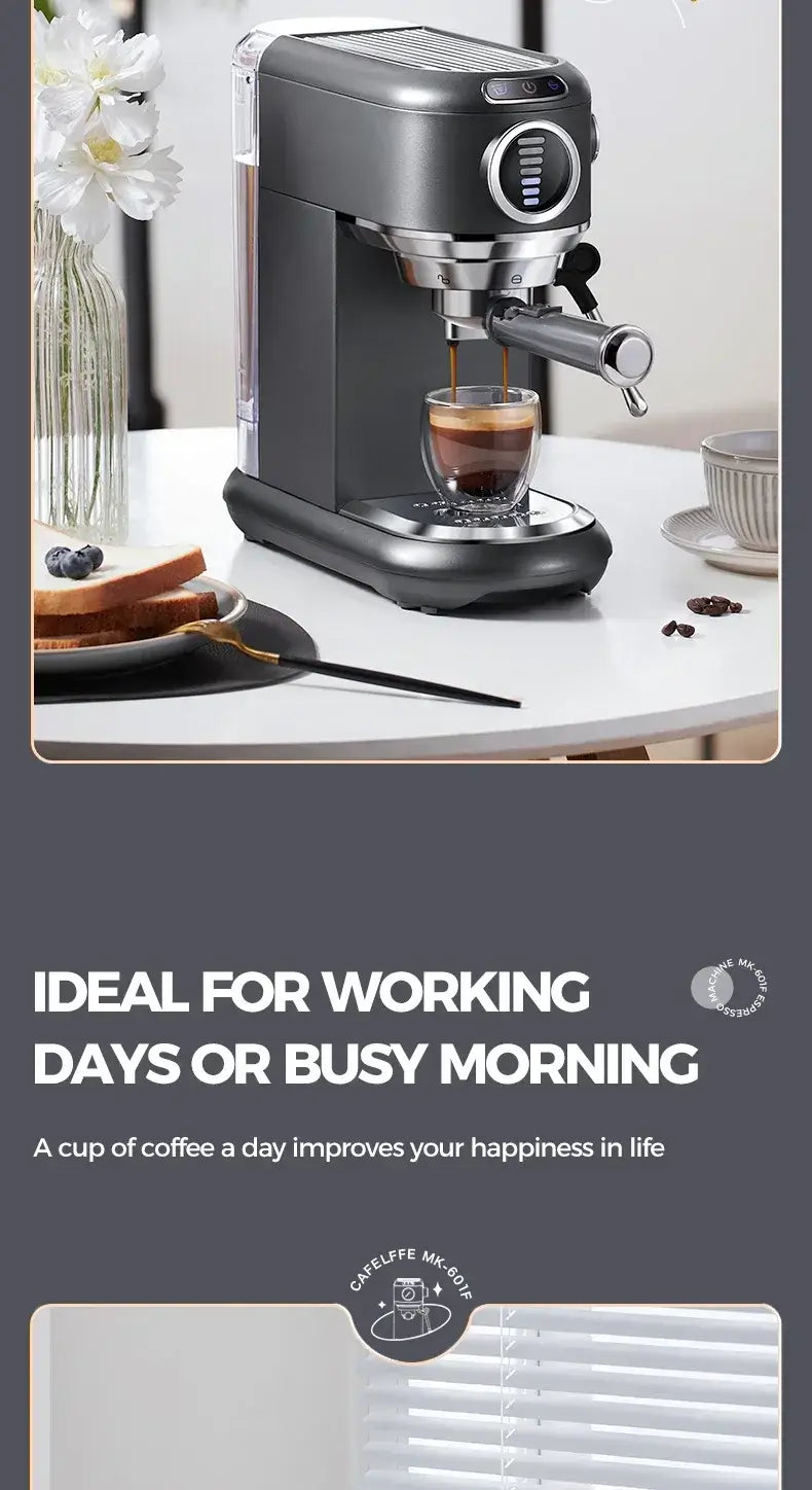 Espresso Machine – Cafe-Quality Drinks + 4-In-1 Capsule Pod NES ESE Ground Coffee compact stainless steel 2-cup espresso cappuccino machine on kitchen table