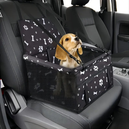 Pet Booster Seat – Safer Rides + Adjustable Seat Belt dog in breathable travel booster seat with adjustable safety belt
