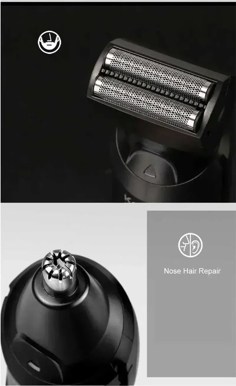 Kemei Hair Trimmer Professional Electric Nose Trimmer Rechargeable Shaver 6 in 1 Multifunctional LED Hair Trimmer for Men KM-696 by Inovia Store